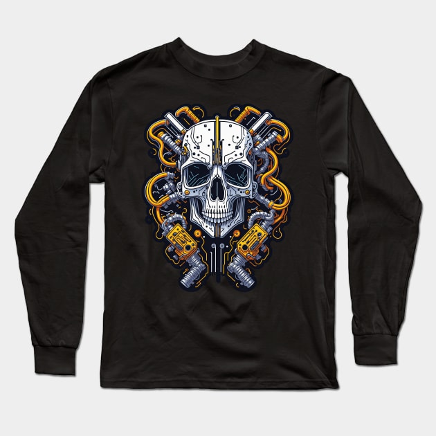 Mecha Skull S02 D11 Long Sleeve T-Shirt by Houerd